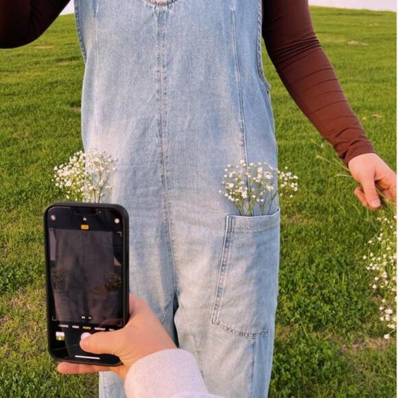 We the Free People High Roller denim jean baggy overalls jumpsuit onesie XS - Picture 14 of 16